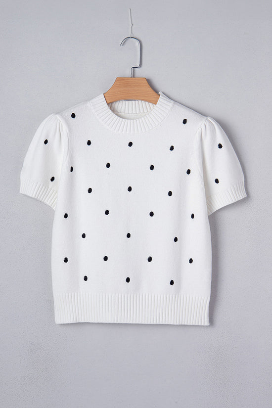 Polka Dot Short Sleeve Sweater