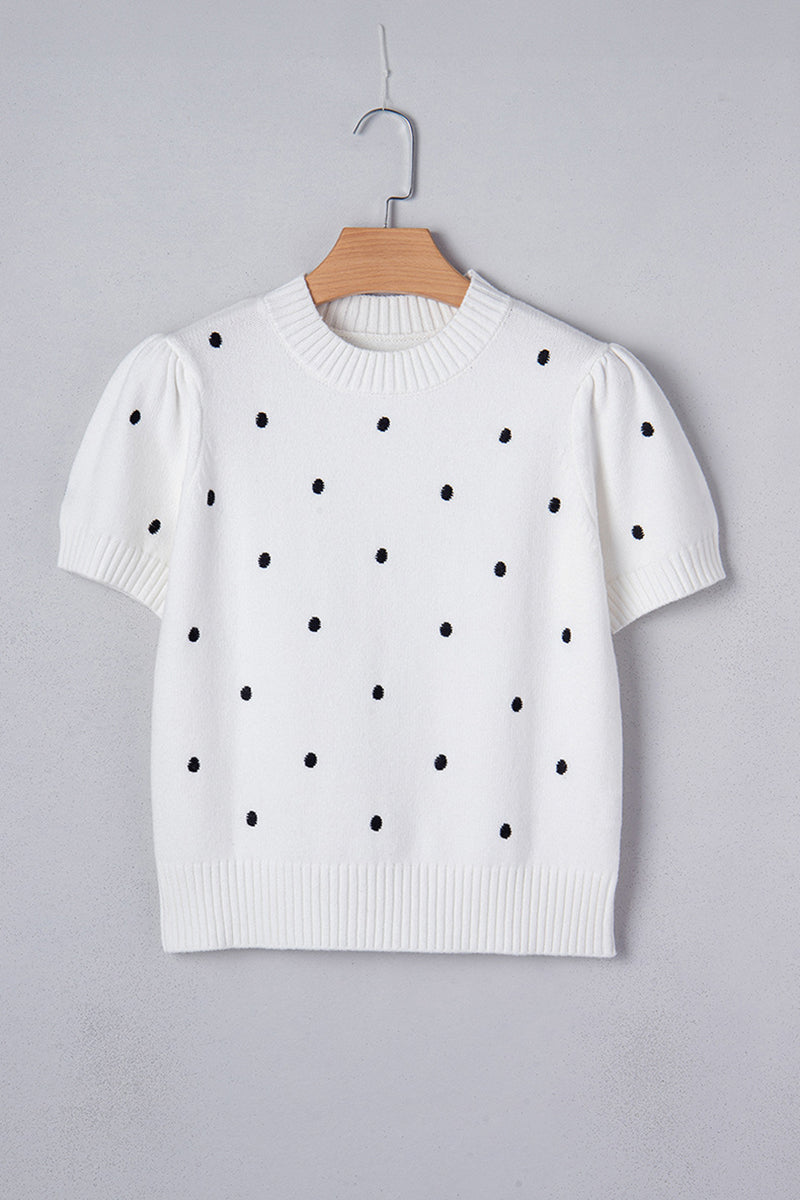 Polka Dot Short Sleeve Sweater