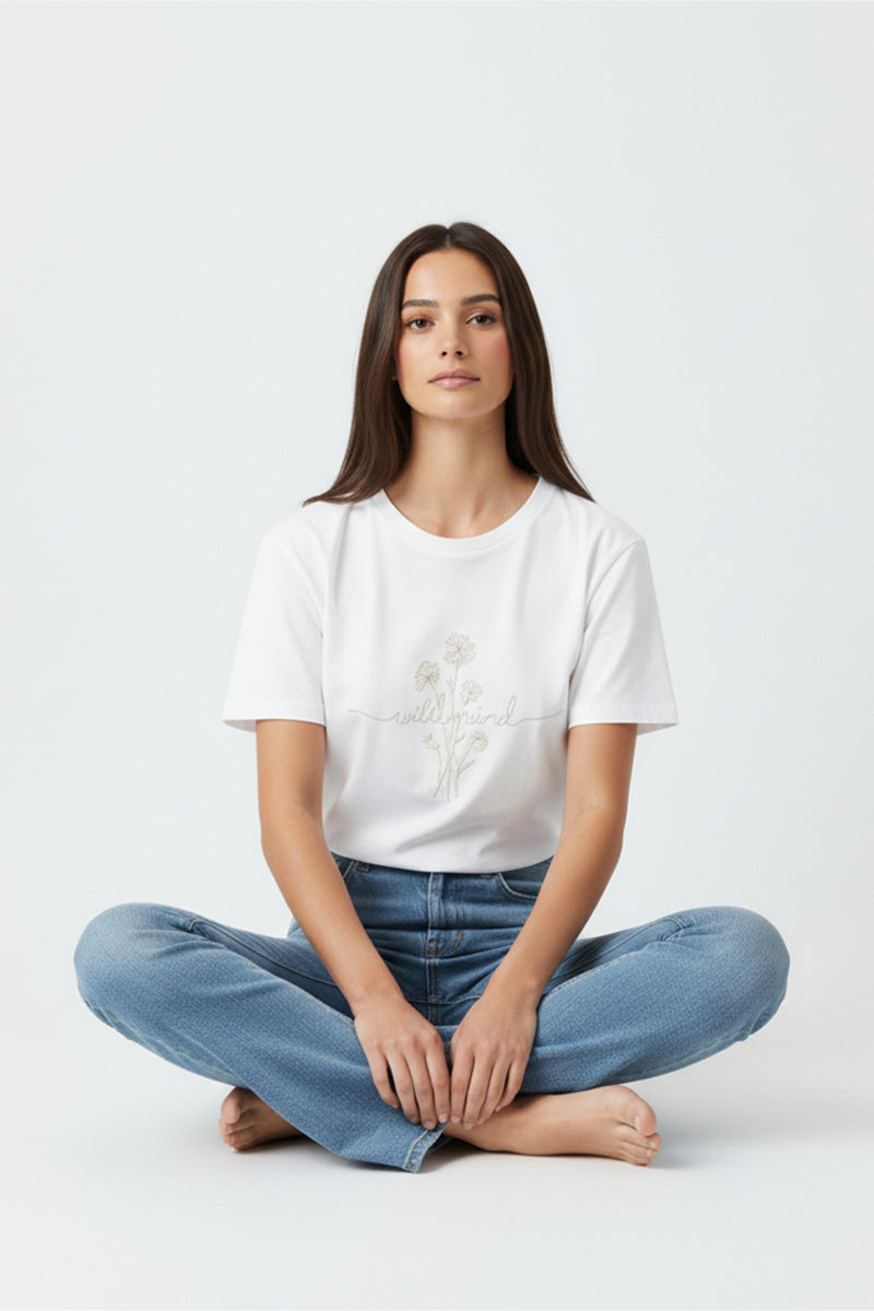 Wild Mind Floral Embroidered T-Shirt