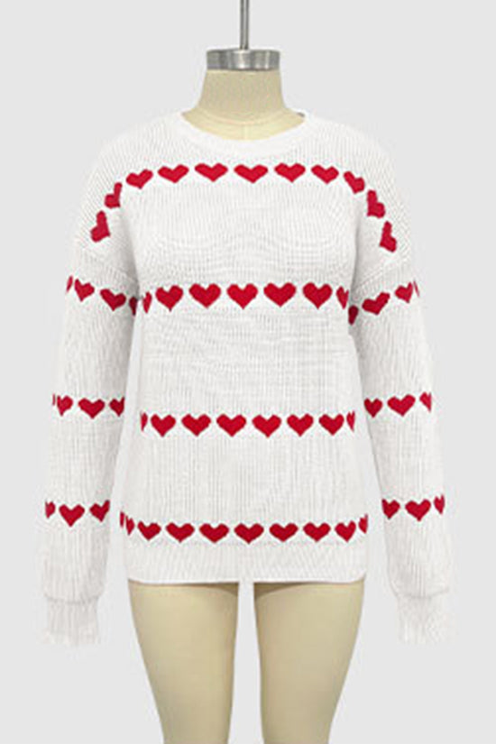 Heart Patterned Long Sleeve Sweater