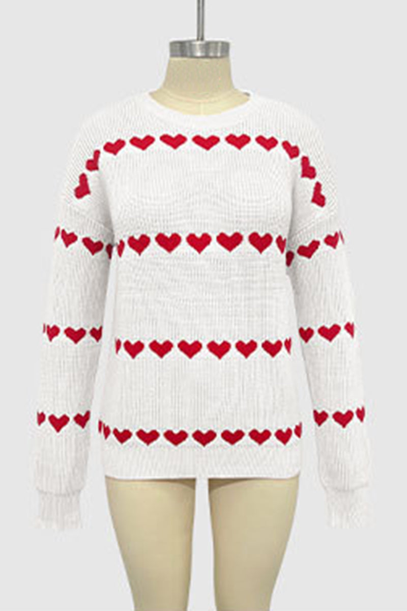 Heart Patterned Long Sleeve Sweater