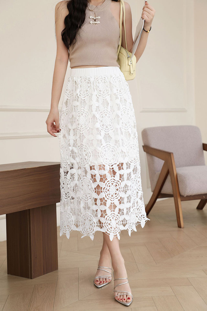 Floral Crochet Midi Skirt