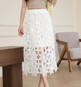 Floral Crochet Midi Skirt