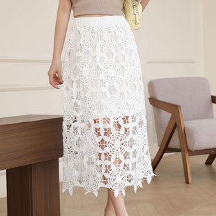 Floral Crochet Midi Skirt
