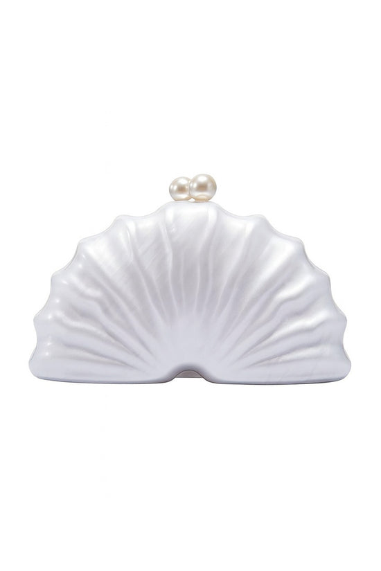 Elegant Shell Clutch with Pearl Accent