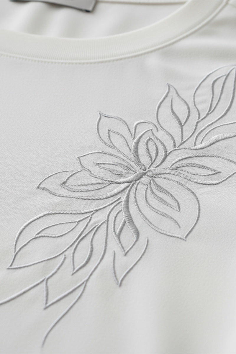 Floral Embroidery Casual T-Shirt