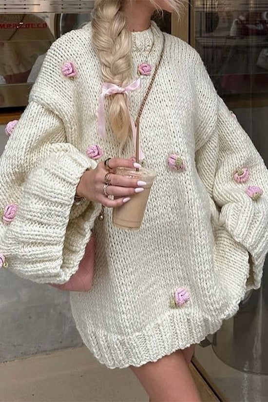 Floral Embellished Oversized Sweater