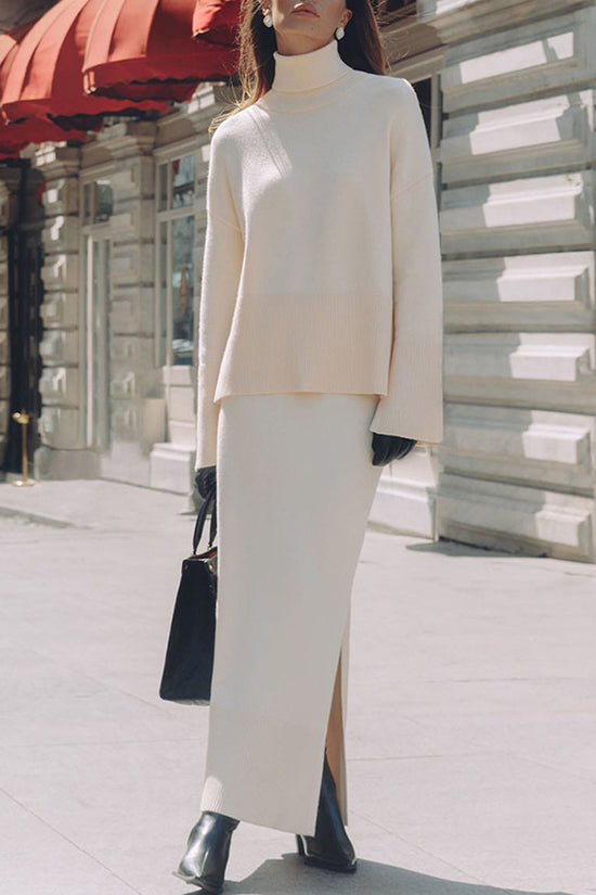 Cozy Turtleneck Sweater Skirt Set