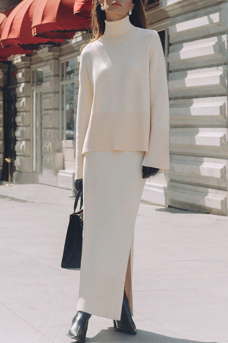 Cozy Turtleneck Sweater Skirt Set