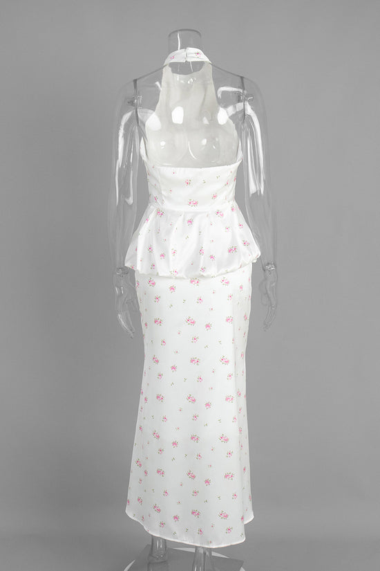 Floral Peplum Skirt Set