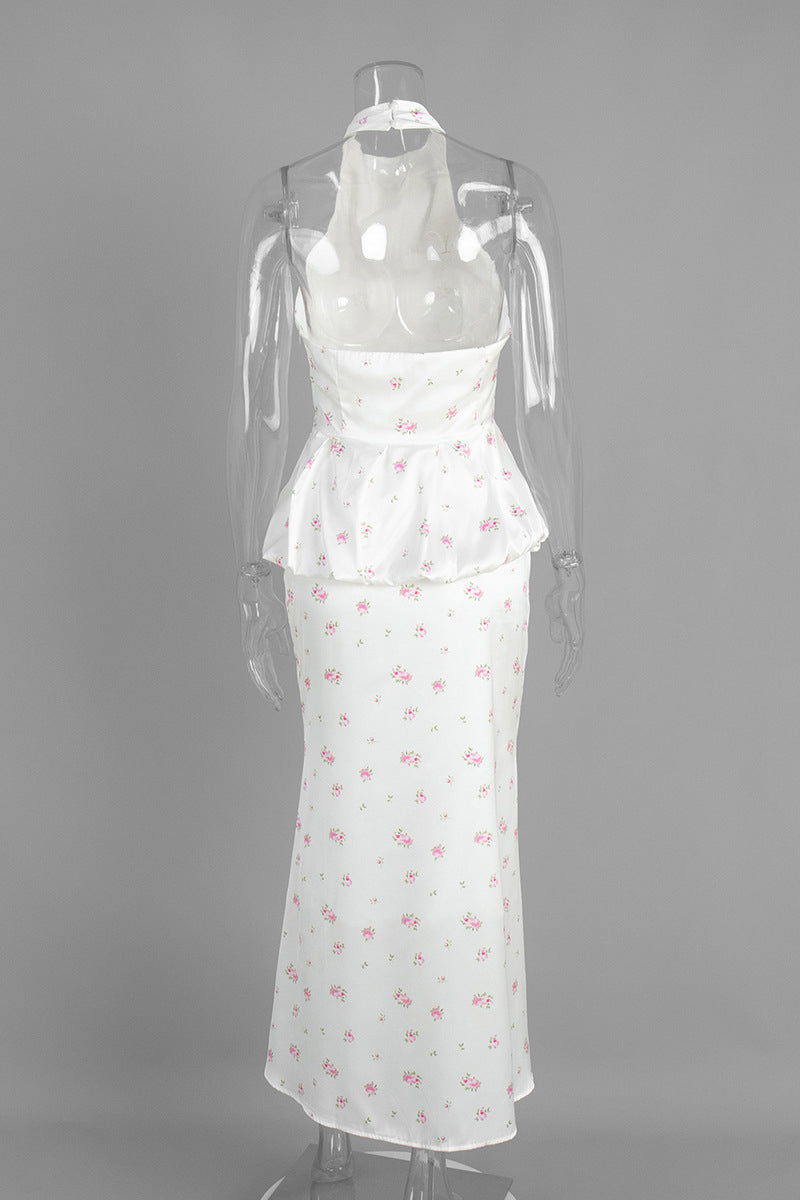 Floral Peplum Skirt Set