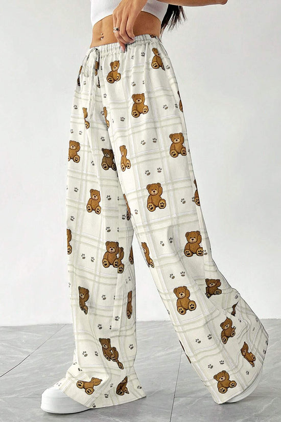Teddy Bear Print Casual Pants