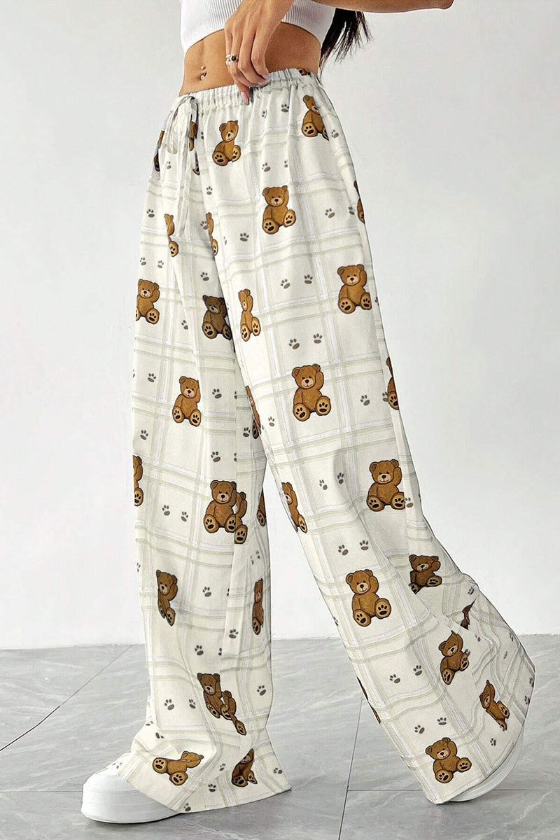 Teddy Bear Print Casual Pants