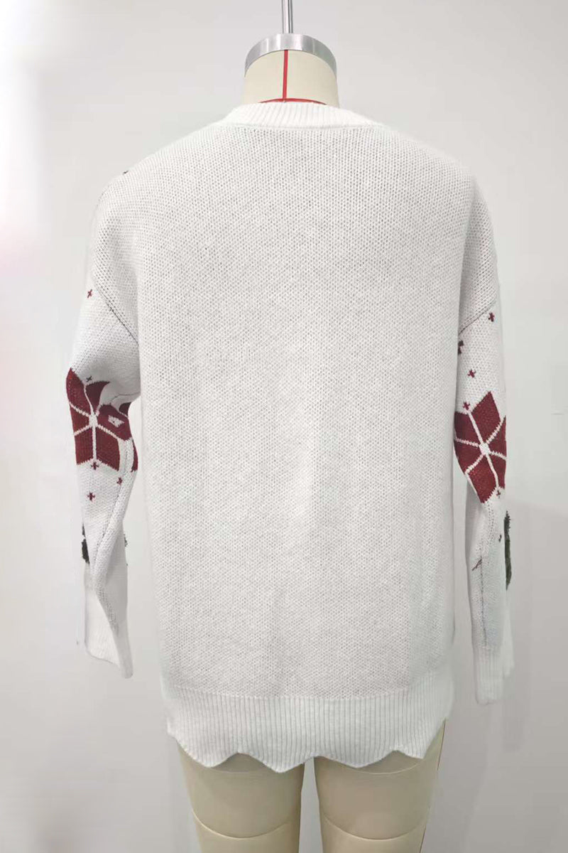 Festive Tree and Star Pattern Sweater