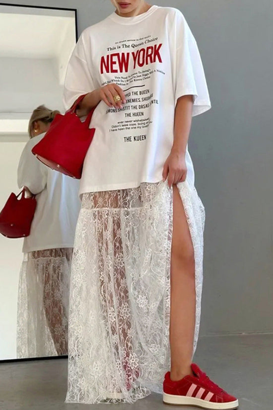Elegant Lace Midi Skirt