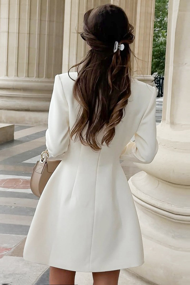 Elegant Long Sleeve Buttoned Mini Dress