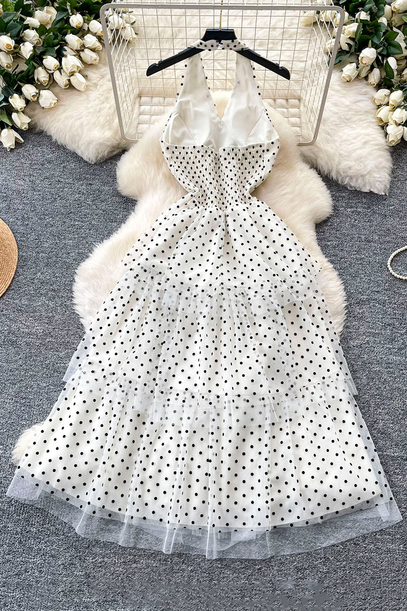 Polka Dot Sleeveless Casual Dress