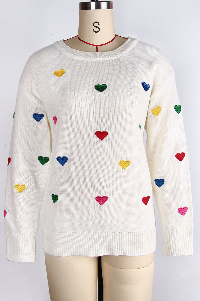 Heart Pattern Long Sleeve Sweater
