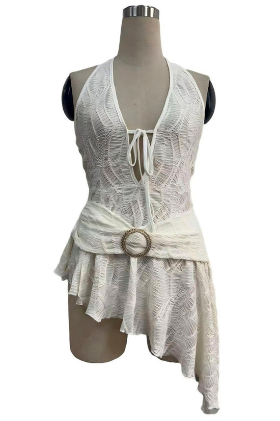 Halter Neck Tie-Front Sleeveless Dress