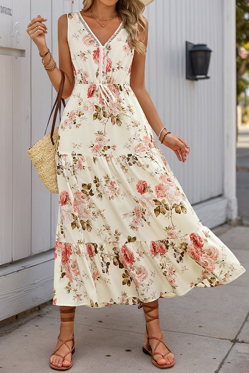 Floral Sleeveless V-Neck Maxi Dress