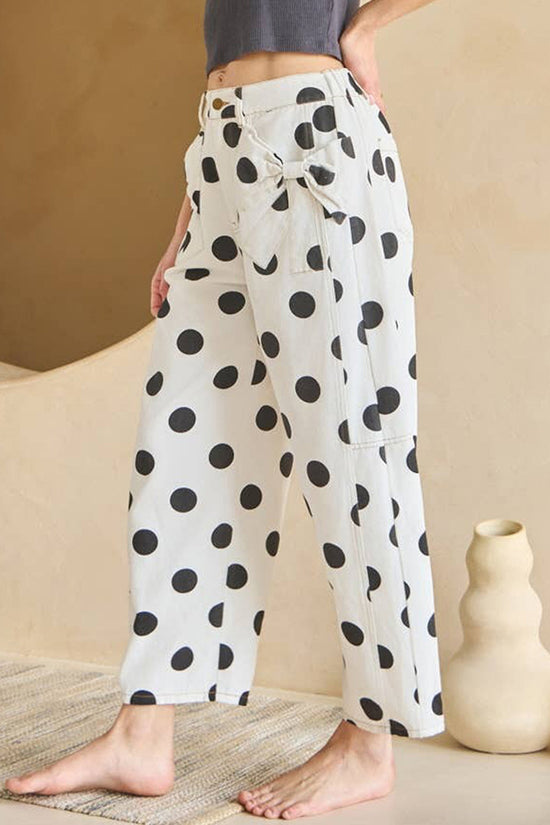 Polka Dot Straight Jeans