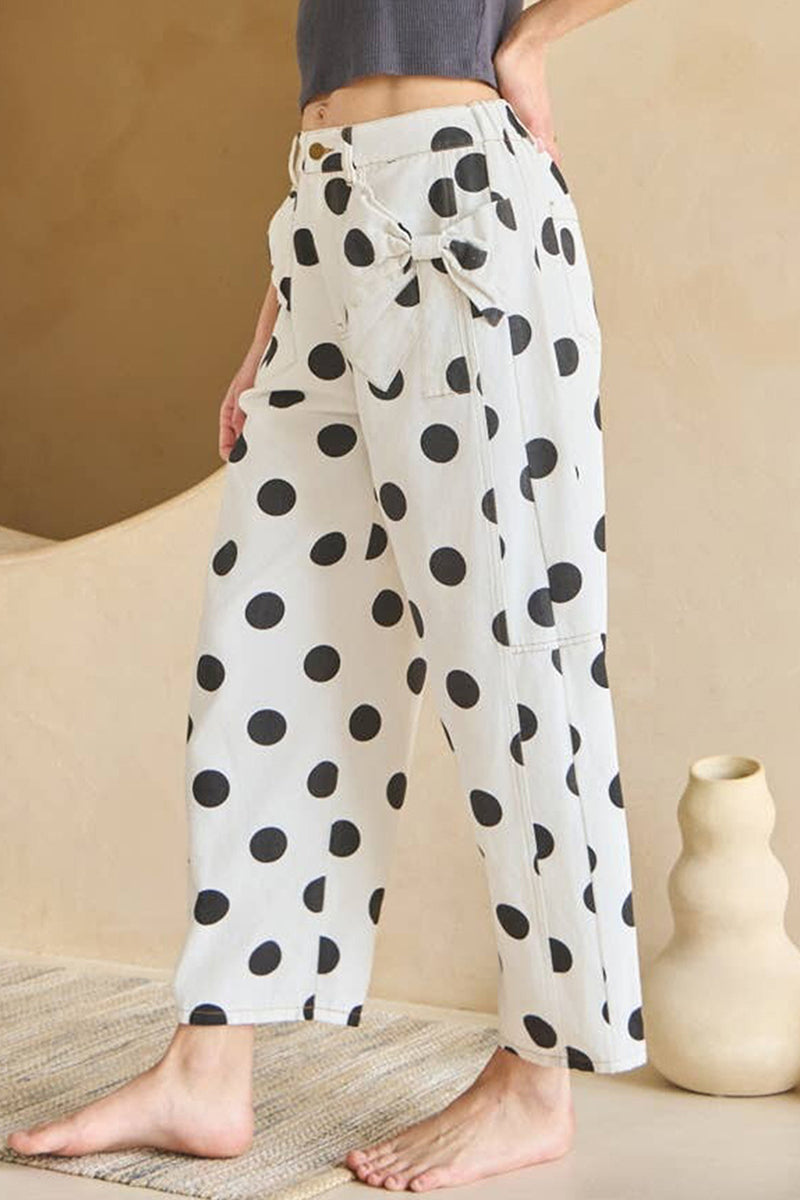 Polka Dot Straight Jeans