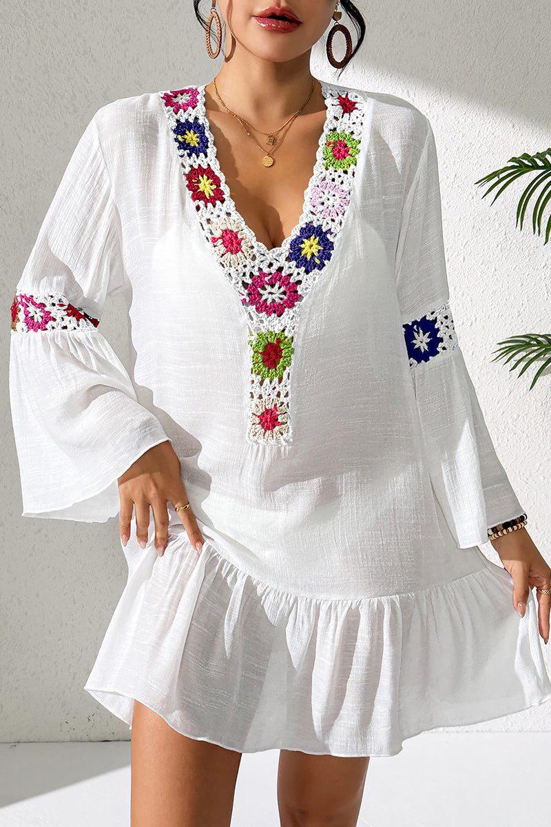 Floral Crochet Boho Beach Cover-Up