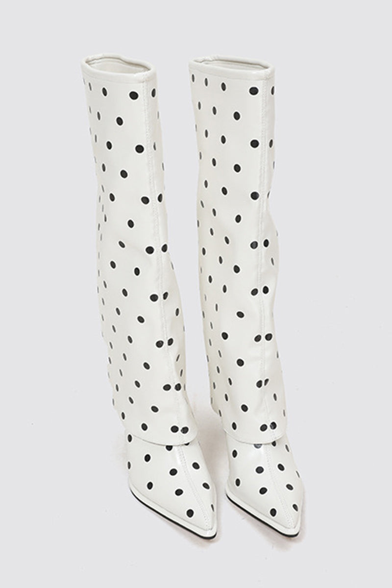 Polka Dot Knee-High Boots