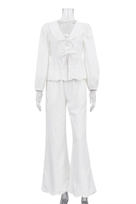Elegant Tie-Front Pants Set