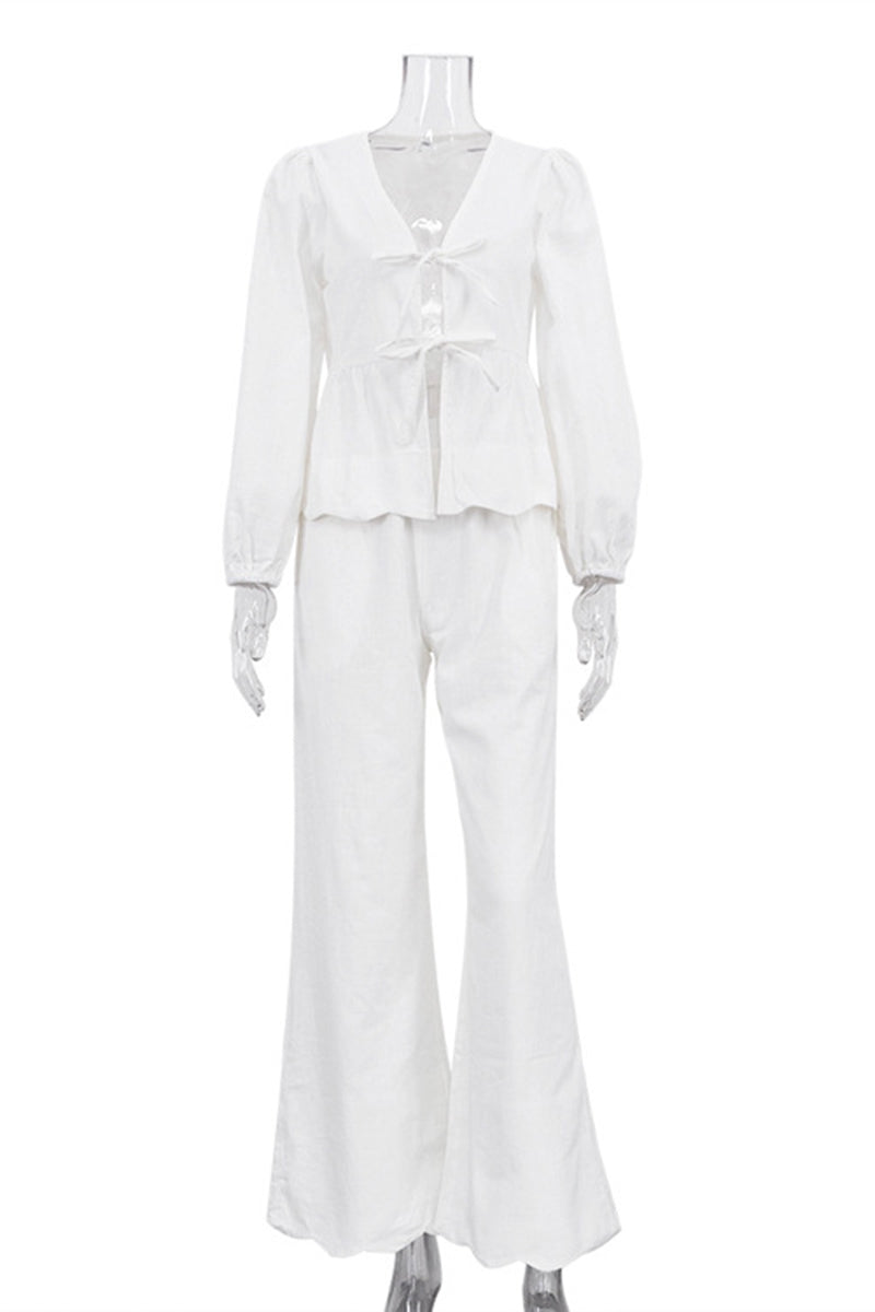 Elegant Tie-Front Pants Set