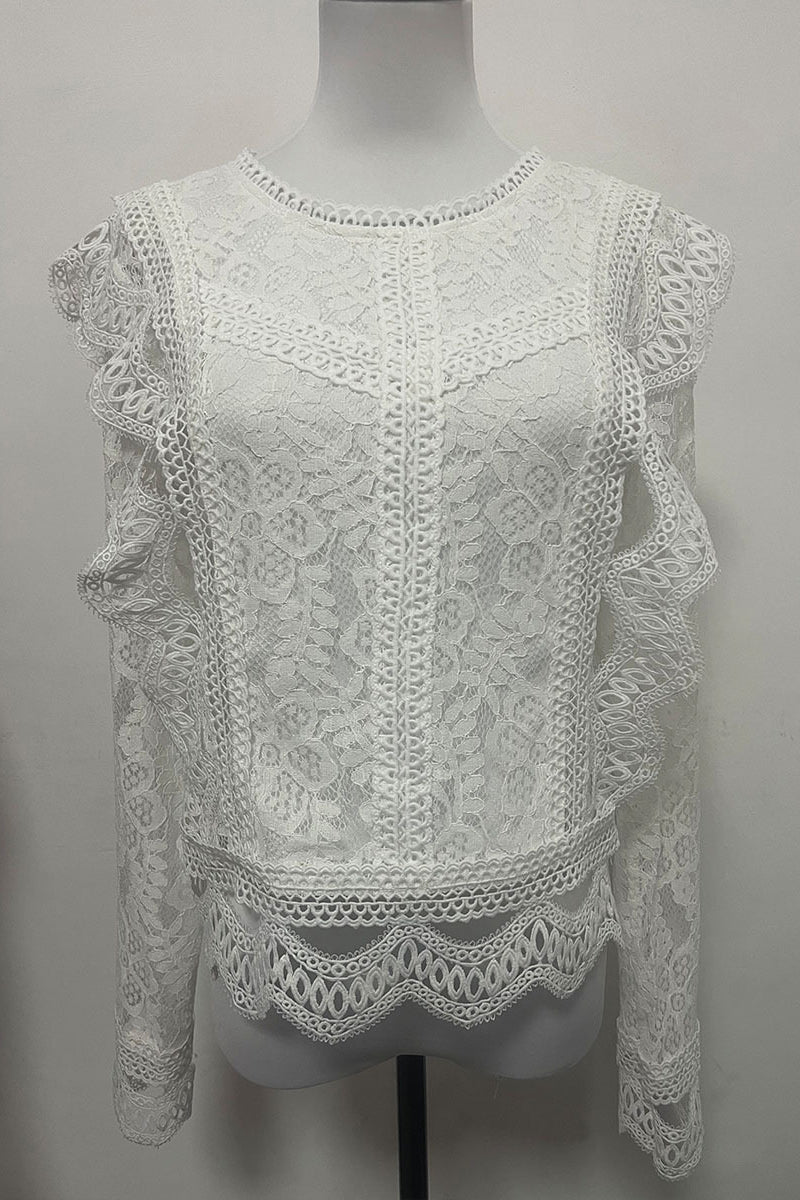 Elegant Ruffled Lace Blouse