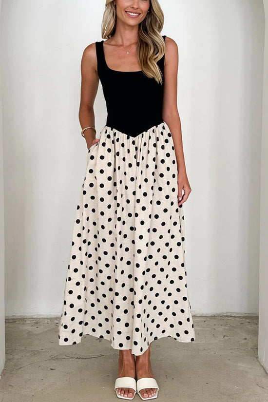 Polka Dot Sleeveless Maxi Dress