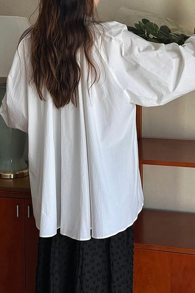 Elegant Long Sleeve Button-Up Blouse