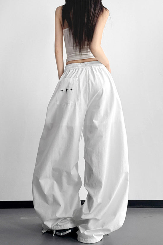 Relaxed Fit Wide Leg Casual Pants