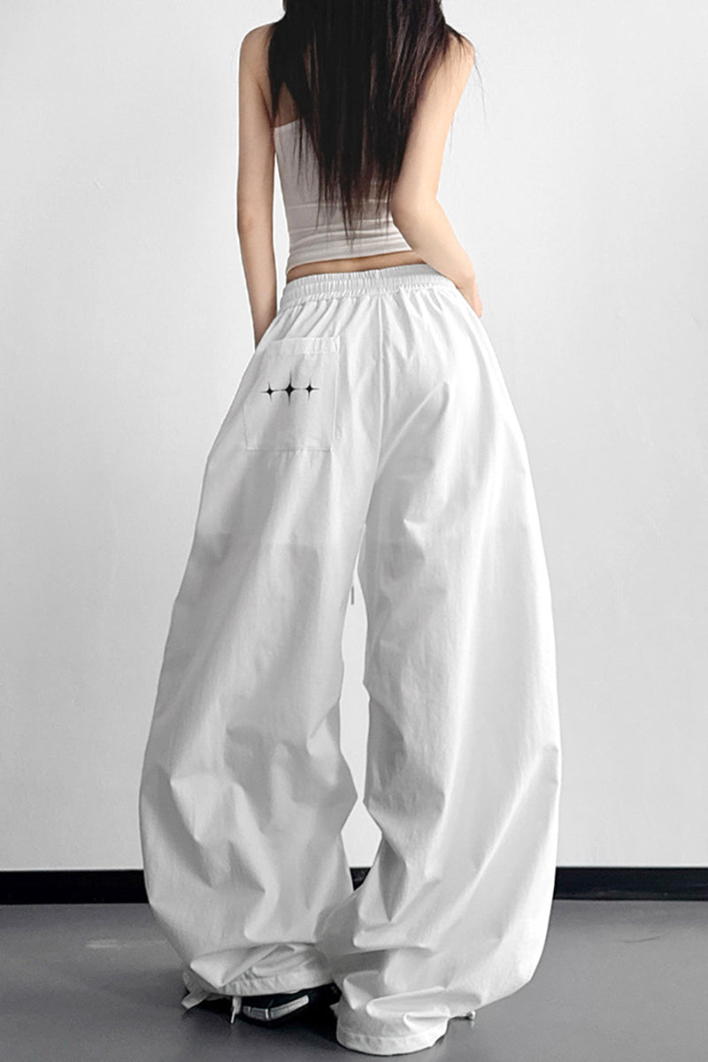 Relaxed Fit Wide Leg Casual Pants