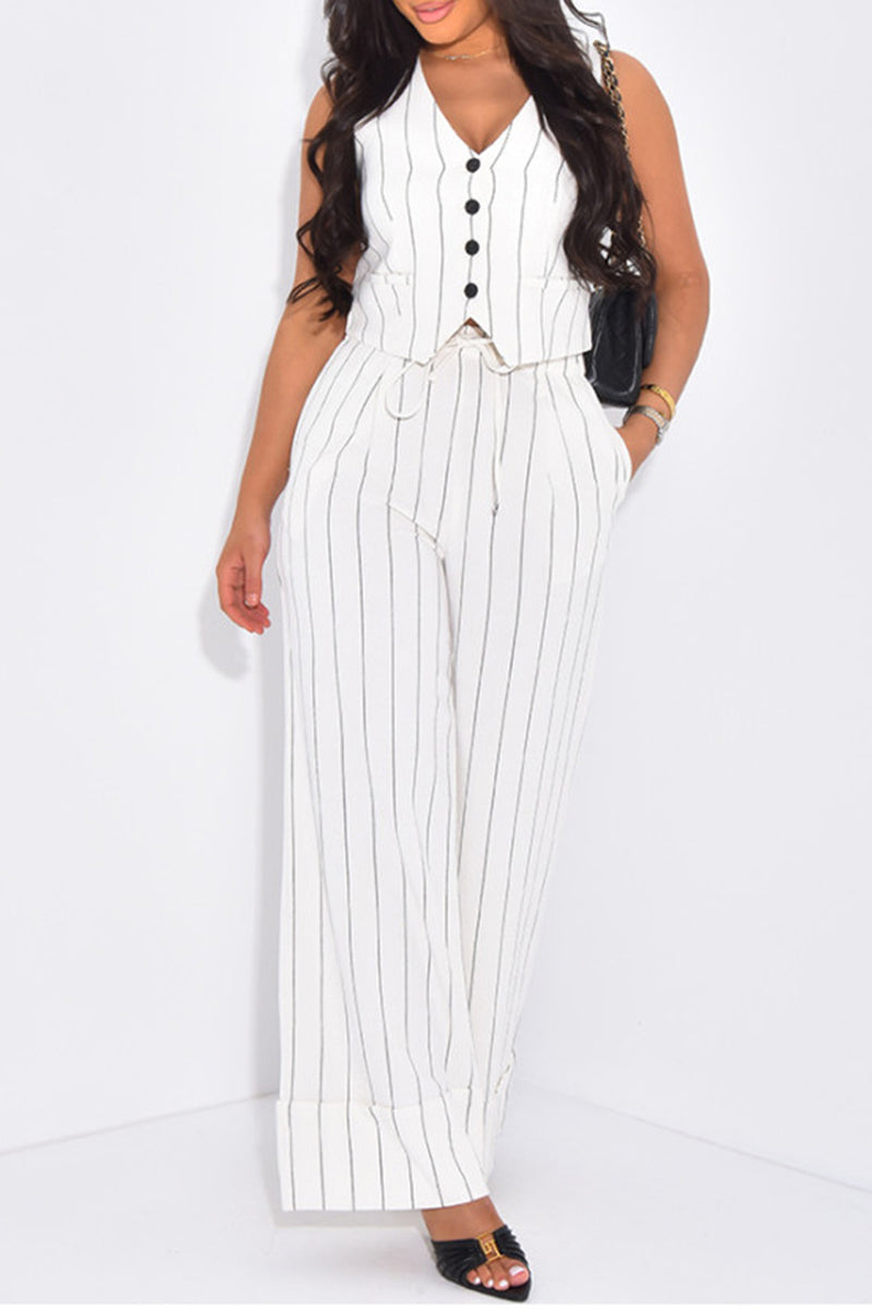 Striped Sleeveless Vest and Pants Set