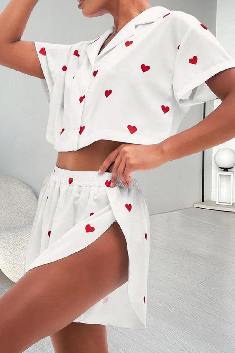 Heart Print Pajama Set