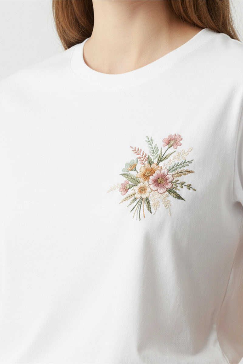 Petite Floral Embroidered T-Shirt