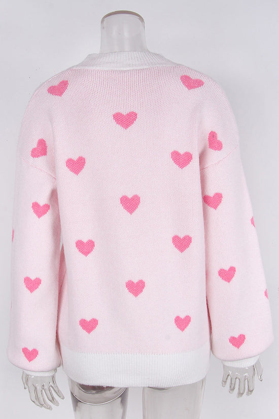 Heart Patterned Crew Neck Sweater