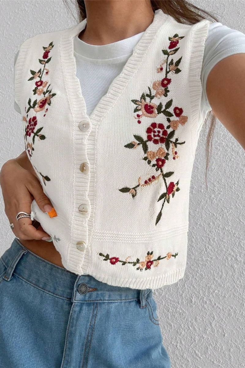 Floral Detail Sweater Vest