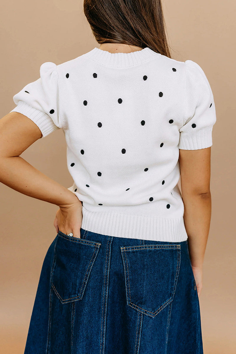 Polka Dot Short Sleeve Sweater