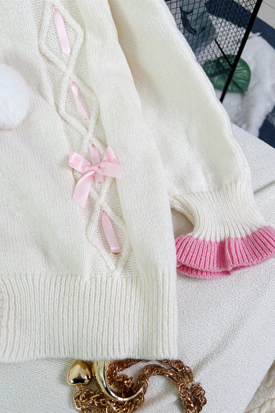 Bow Accent Button-Up Cardigan
