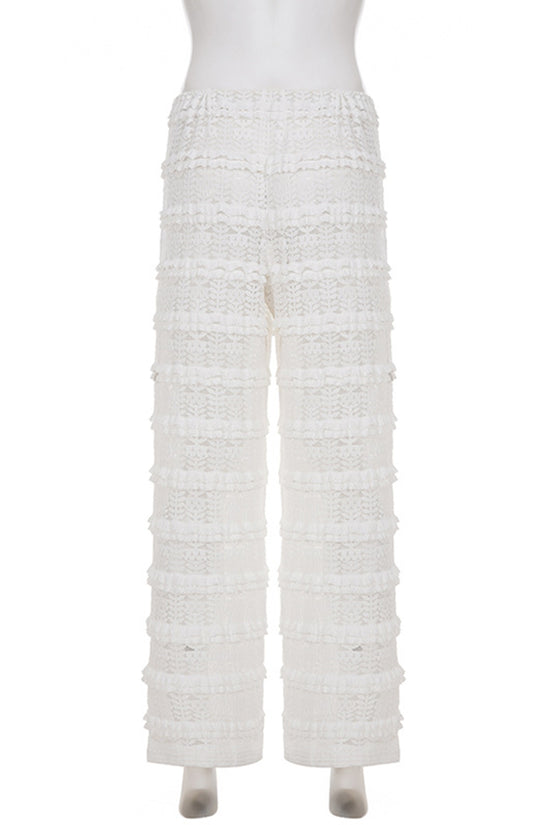 Textured Wide-Leg Casual Pants