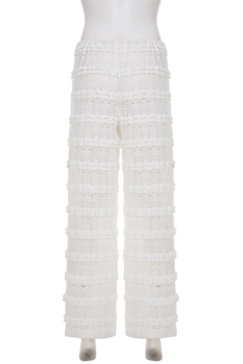 Textured Wide-Leg Casual Pants