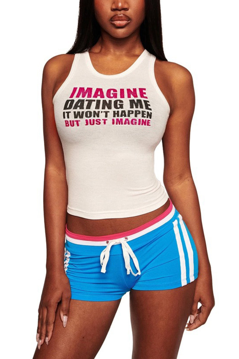Letter Print Sleeveless Tank Top