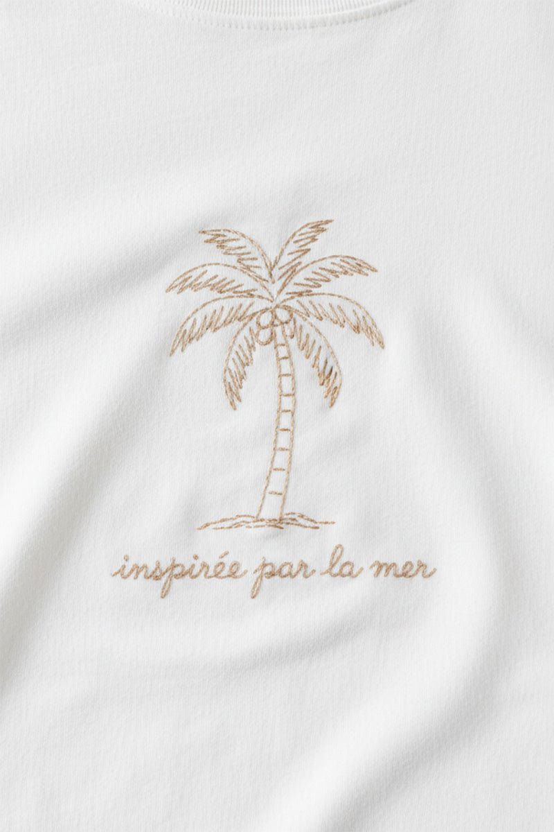 Palm Serenity Embroidered T-Shirt