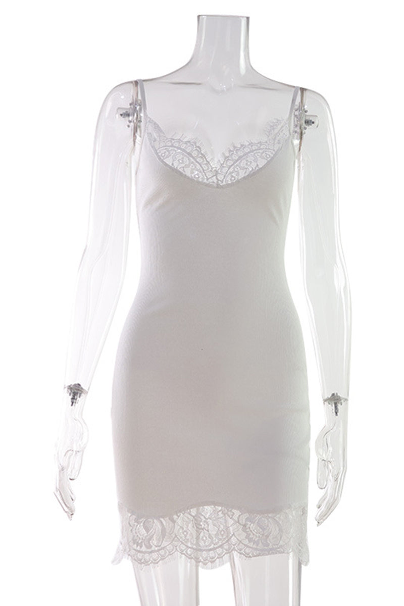 Lace Trim Sleeveless Bodycon Dress