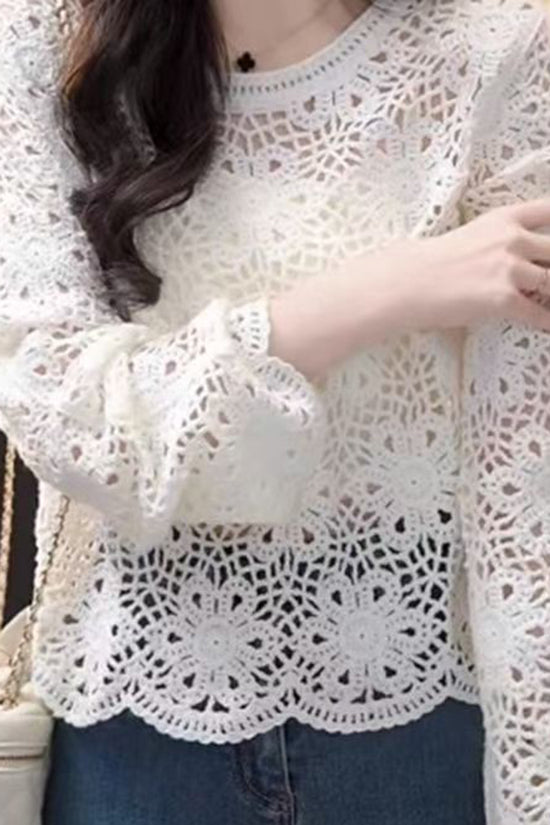 Crochet Lace Sleeve Sweater