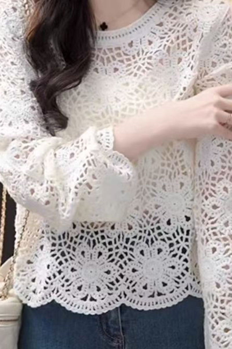 Crochet Lace Sleeve Sweater