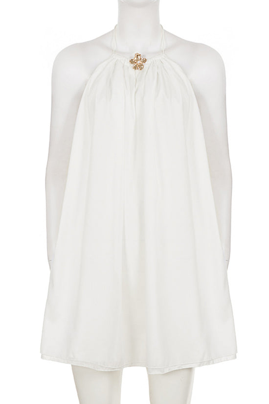 Halter Neck Casual Dress with Embellishment